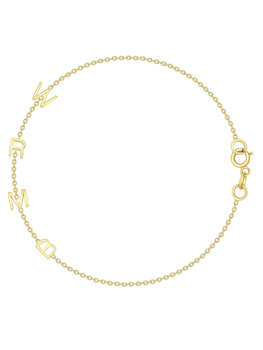 Dainty gold chain bracelet with four initials
