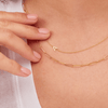 Dainty Gold Chain with Single Initial Letter Set asymmetrically in Chain layered with paperclip necklace