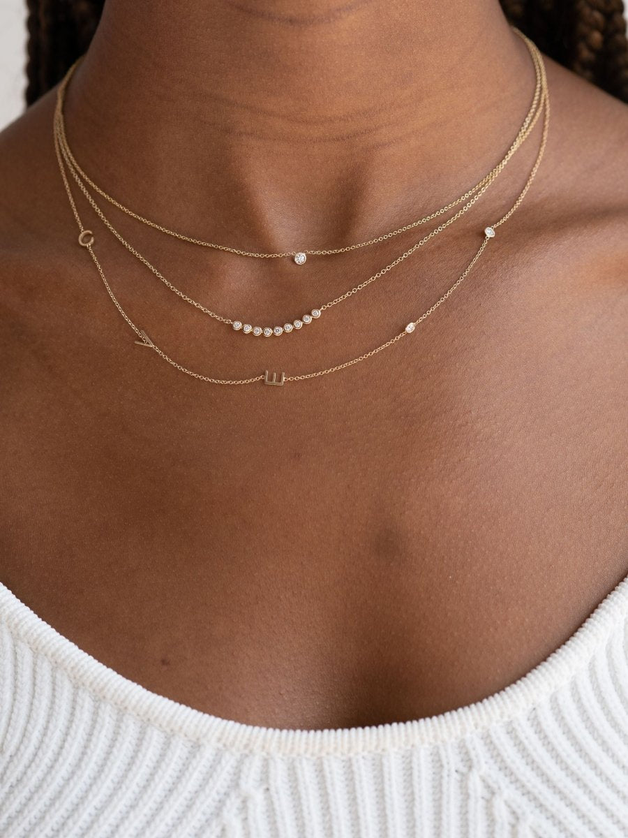 Choker Necklace Single Letter Necklace Dainty Initial Gold
