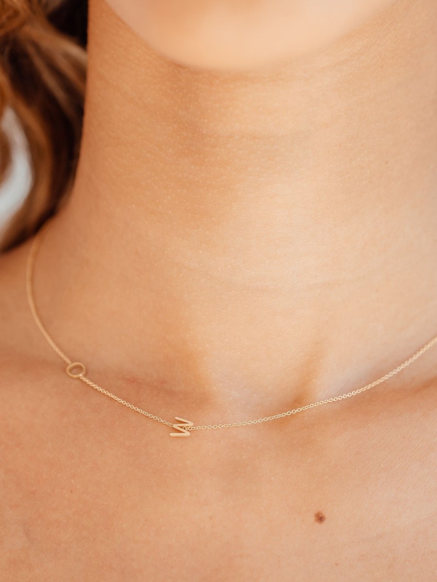 TEWIKY 14k Gold Filled Initial Necklace - Dainty Letter Pendant, Adjustable Chain, Hypoallergenic