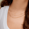 Dainty Gold Chain with Single Initial Letter Set asymmetrically in Chain layered with paperclip necklace