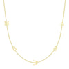 Dainty gold chain necklace with five gold initials