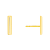 Gold bar earrings on white background