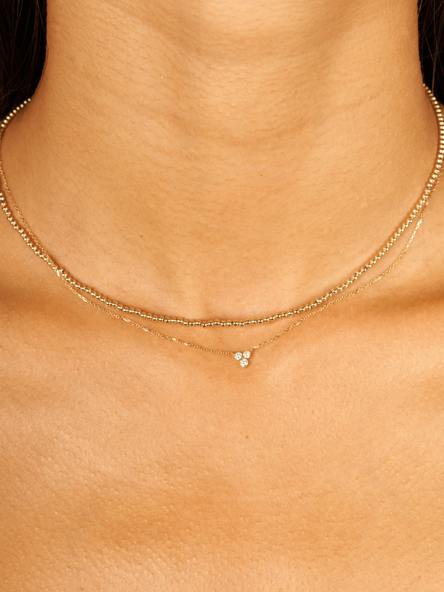 Dainty Tiny Trio Diamond Necklace 14K Gold LeMel – LeMel