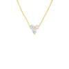 3 diamond necklace yellow gold on white background