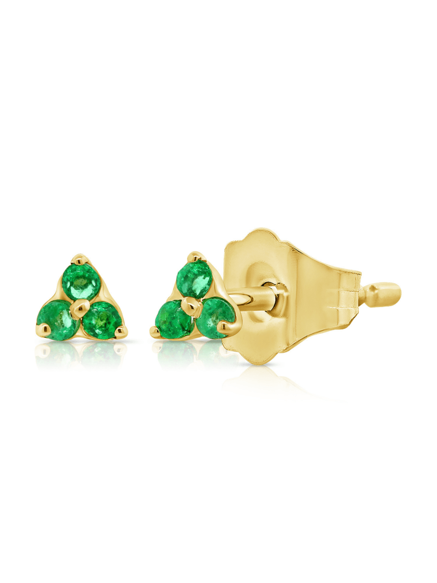 Tiny Trio Emerald Stud Earring 14K - LeMel