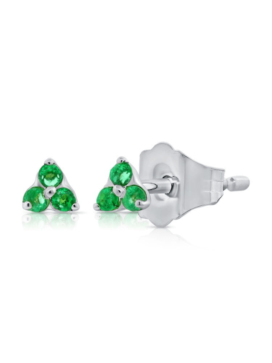 Emerald earrings 14K white gold on white background