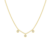 Gold diamond bezel necklace in yellow gold on a white background