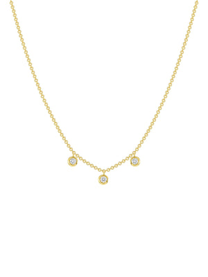 Trio Diamond Bezel Necklace 14K