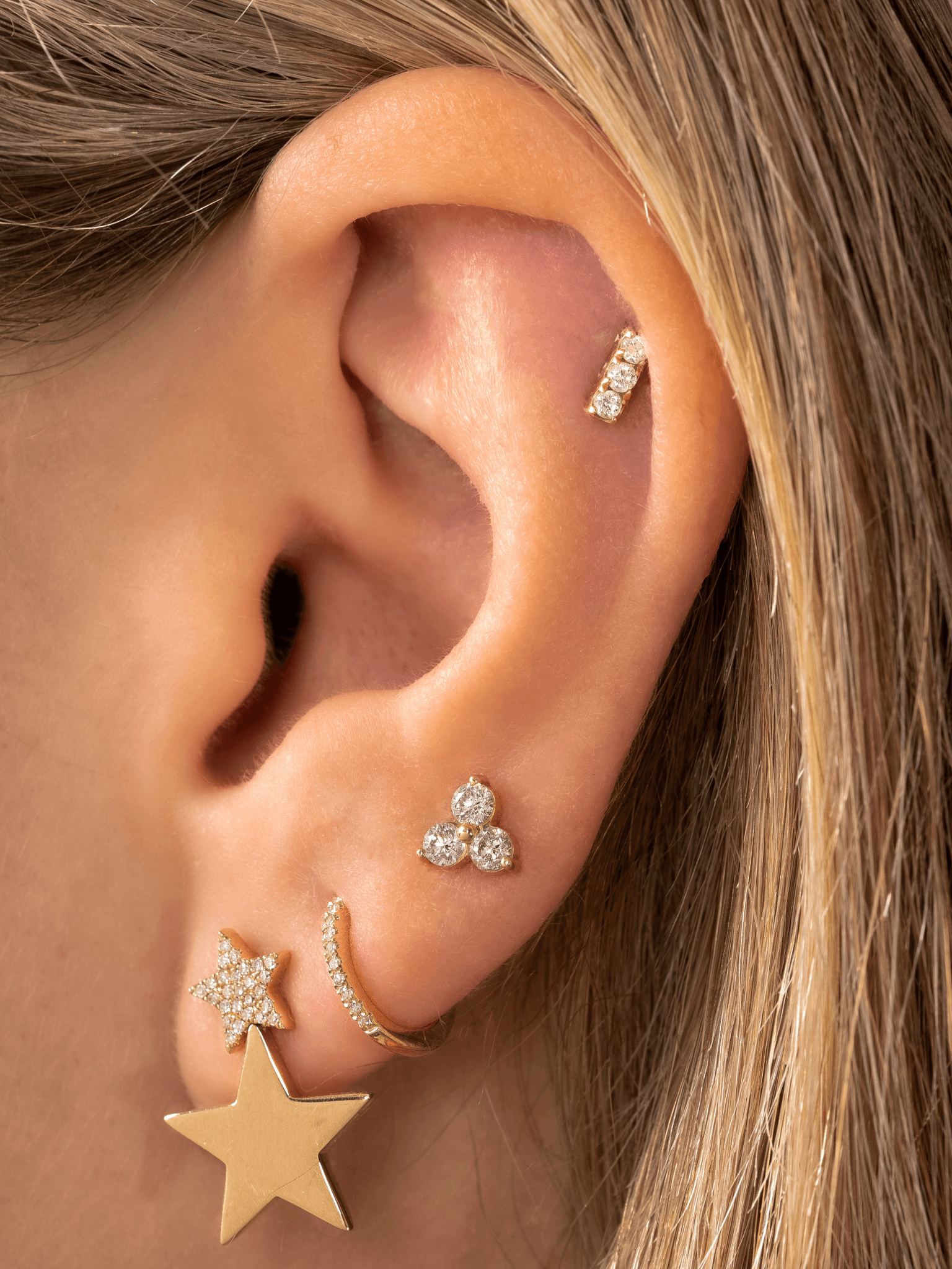 Trio Diamond Stud Earring 14K – LeMel