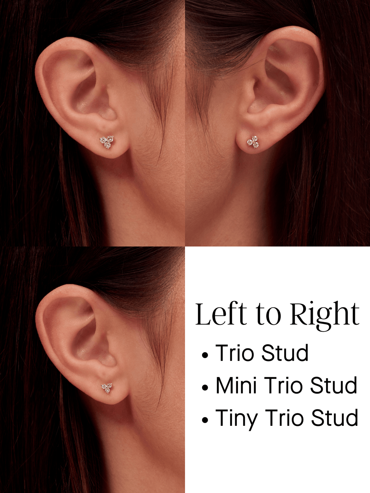 Trio Diamond Stud Earring 14K - LeMel