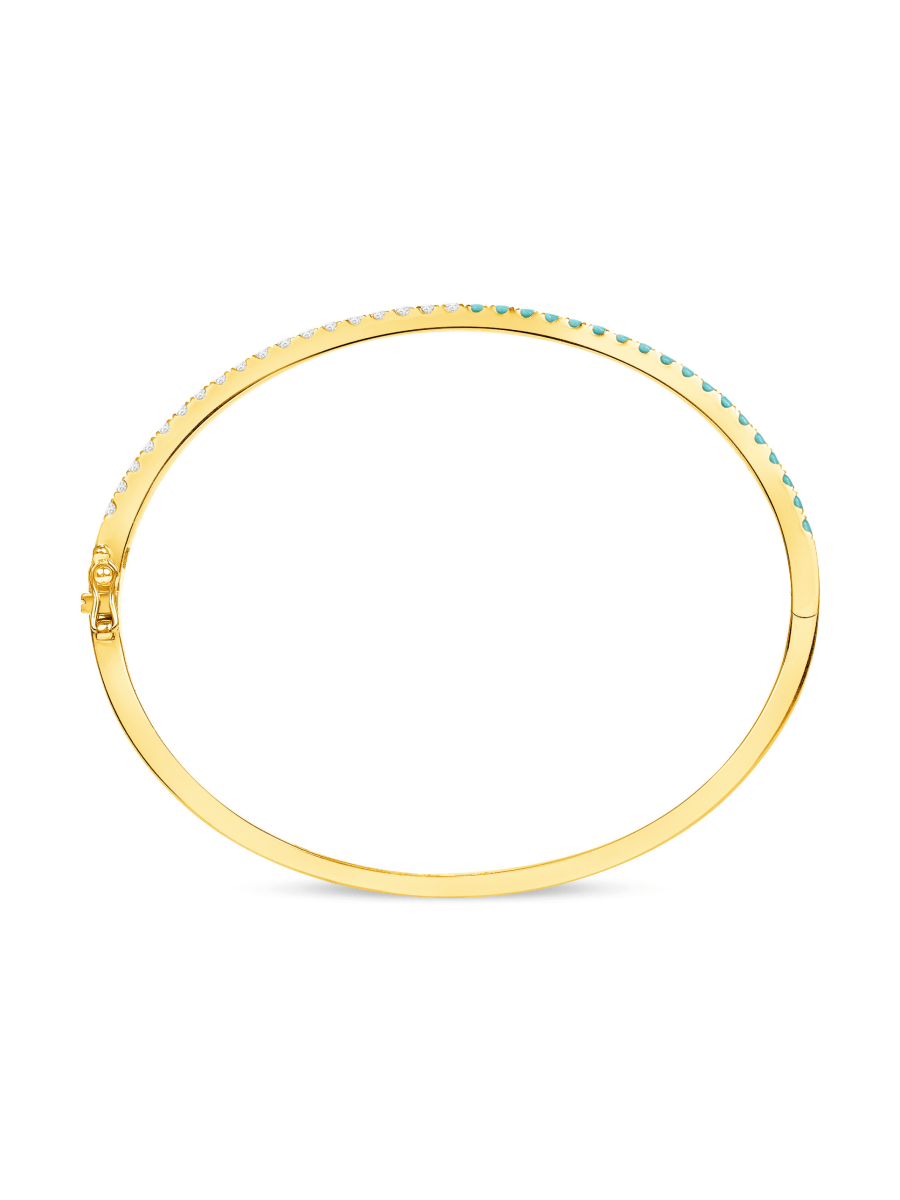 Turquoise and Diamond Bangle 14K - LeMel