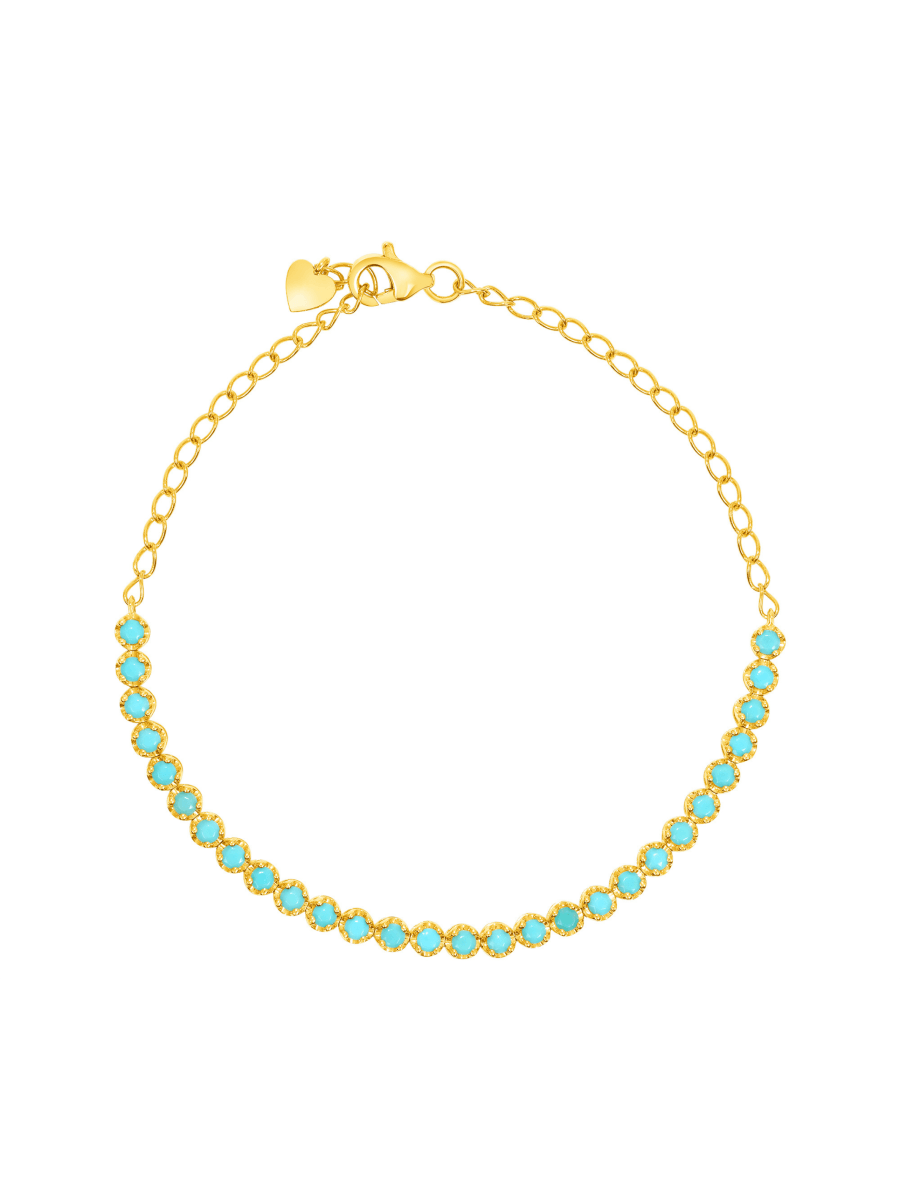 Turquoise Bezel Chain Bracelet 14K - LeMel