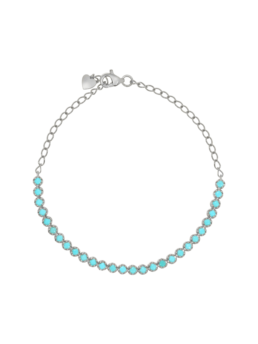Turquoise Bezel Chain Bracelet 14K - LeMel