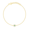 Turquoise Diamond Flower Chain Bracelet 14K - LeMel