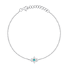 Turquoise Diamond Flower Chain Bracelet 14K - LeMel